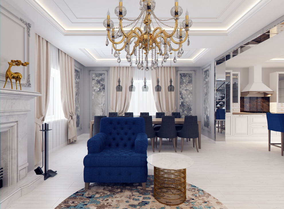 Проект дома в г.Богородск, гостиная-кухня 77,84м2