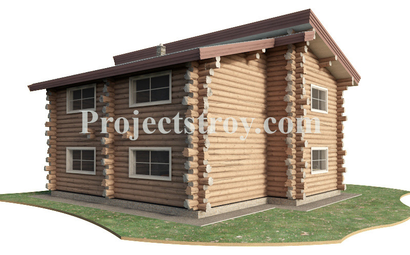 Дикий сруб - дом для круглогодичного проживания из бревна 280 мм - 14.4 х 16 м -