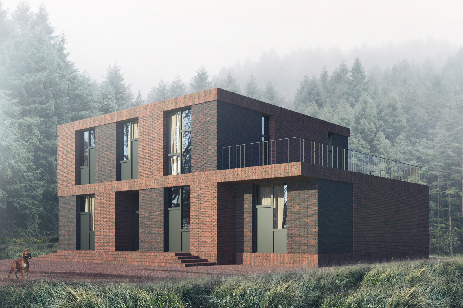 Концепция загородного дома, пример начальной-вариативной стадии проектирования.