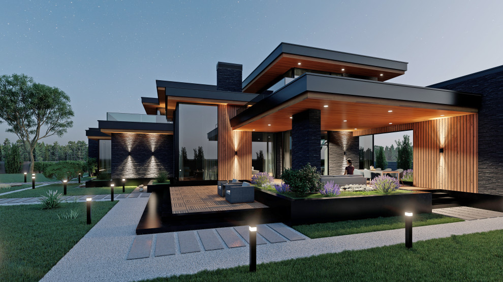 Дом 400 м2 (ночной вид)