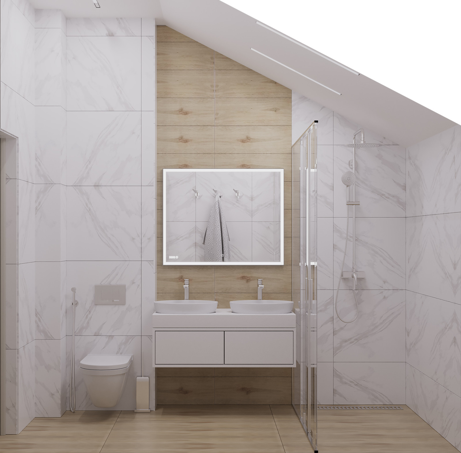 Современный загородный дом. 2 этаж. Ванная и душевая