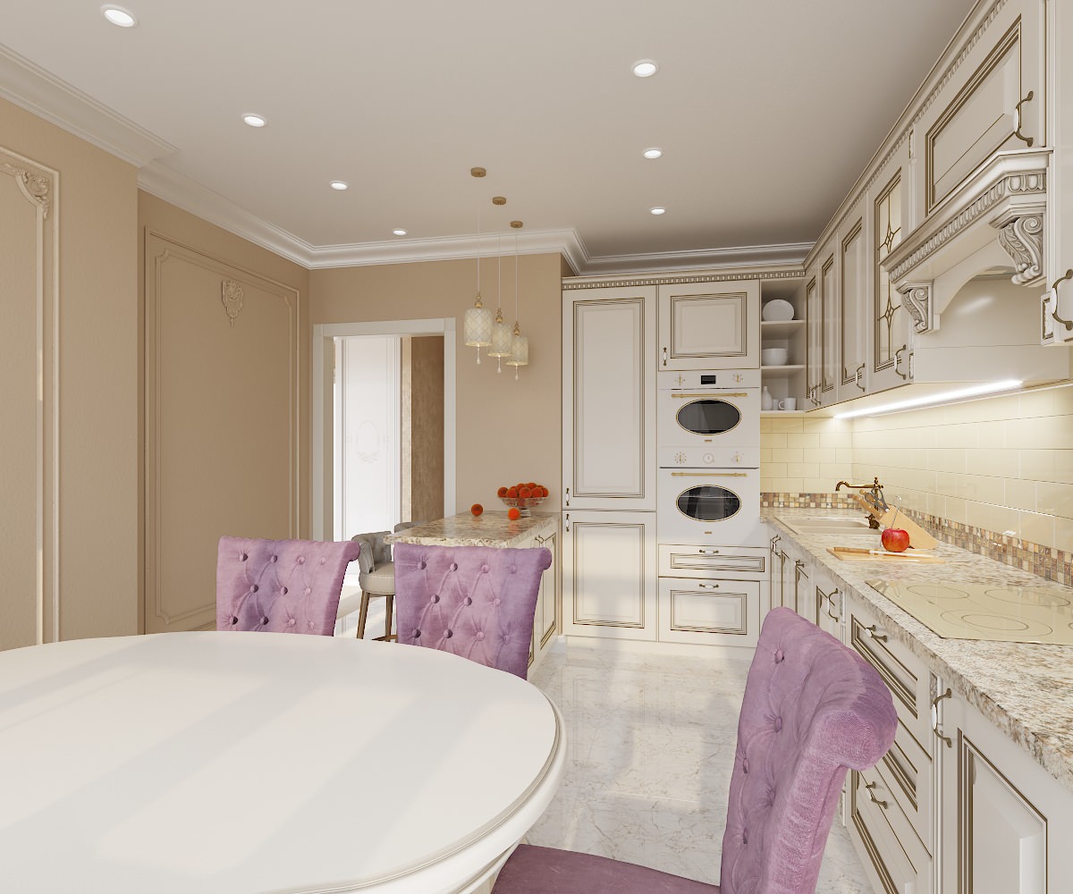 Проект 3х-комнатной квартиры в классическом стиле, ЖК Тихая Роща 2, г.Уфа.