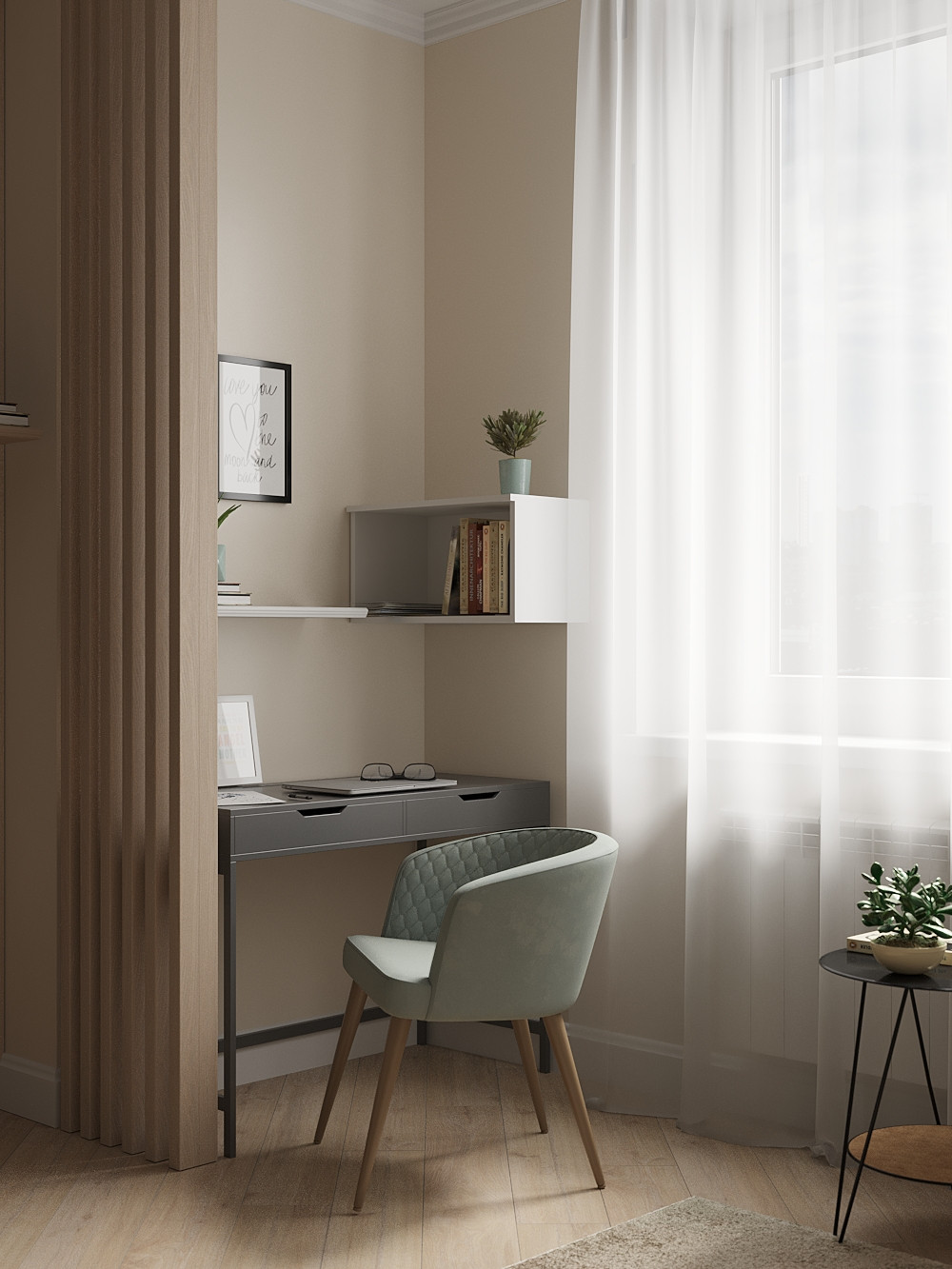 Обложка проекта: Кухня-гостиная в натуральных тонах