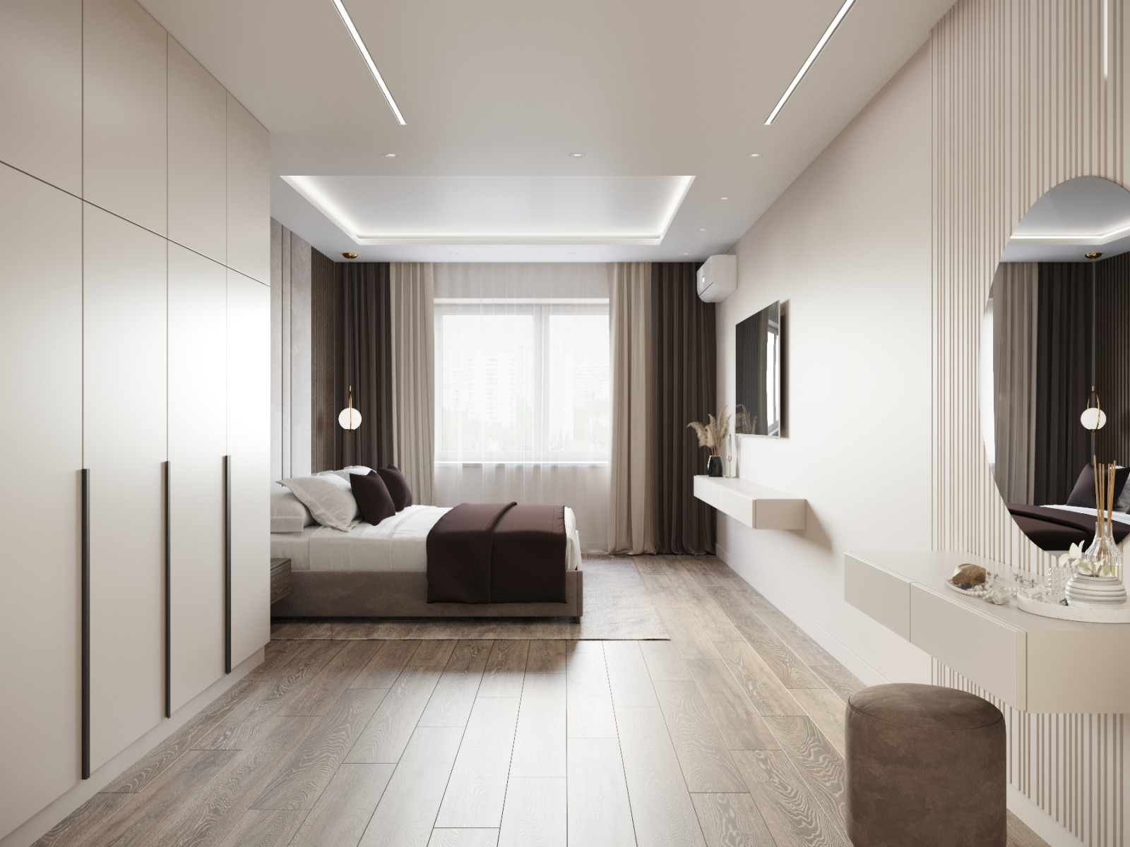 Спальня в бежевом цвете