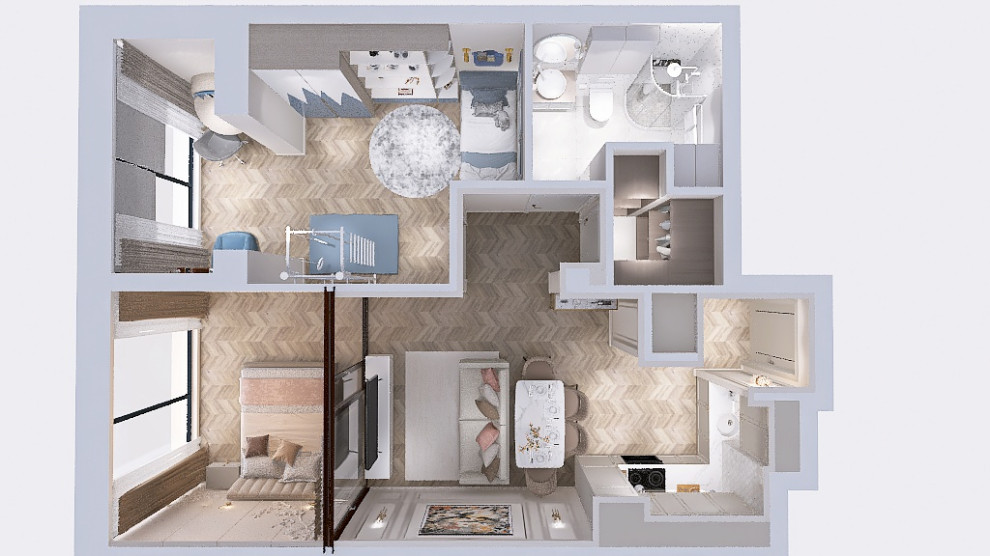 Обложка проекта: Дизайн-проект 2х комнатной квартиры