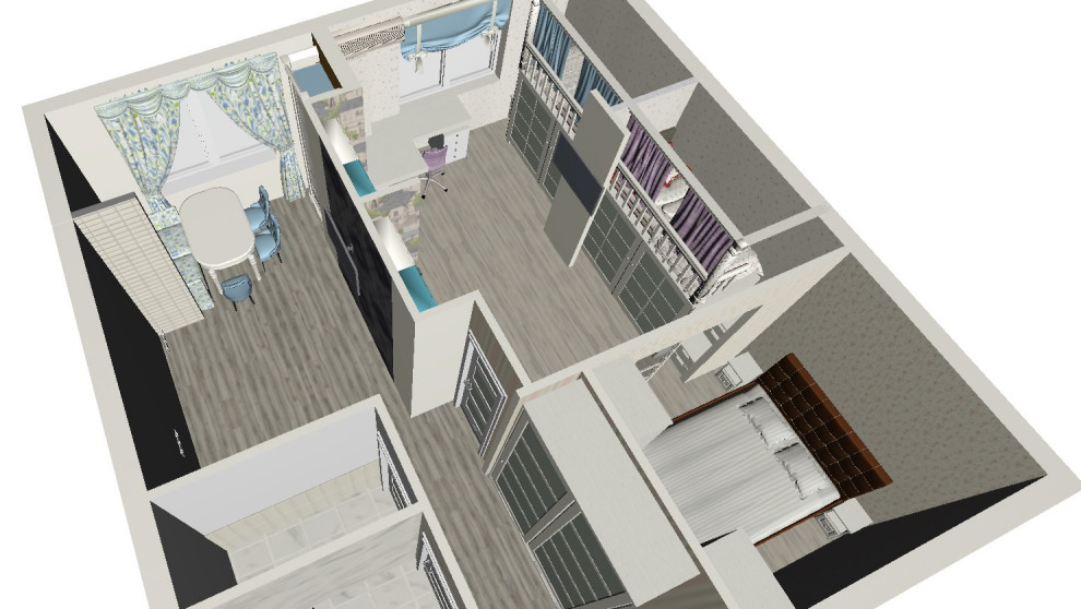 Обложка проекта: Однокомнатная кв.для семьи из 4х человек.