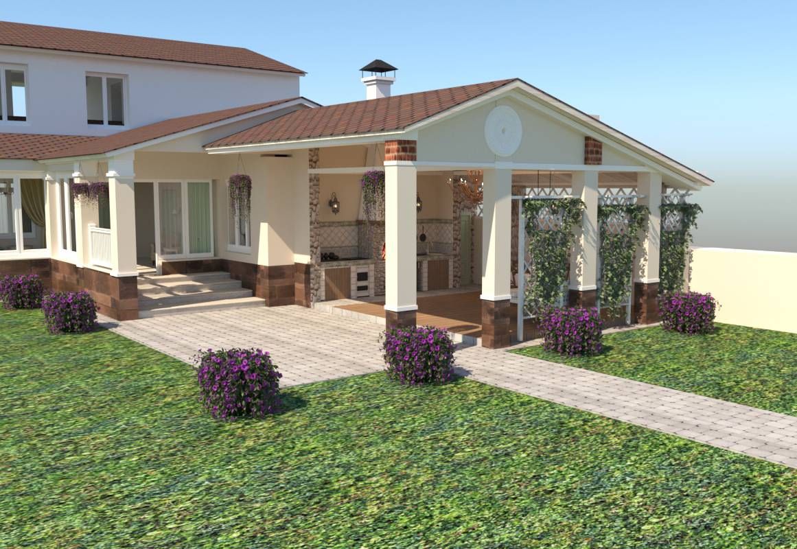 Дизайн зоны барбекю, бассейна