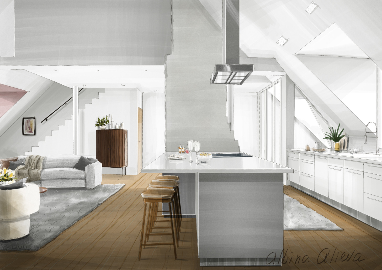 Interior Concepts – Procreate Sketches by Albina Alieva