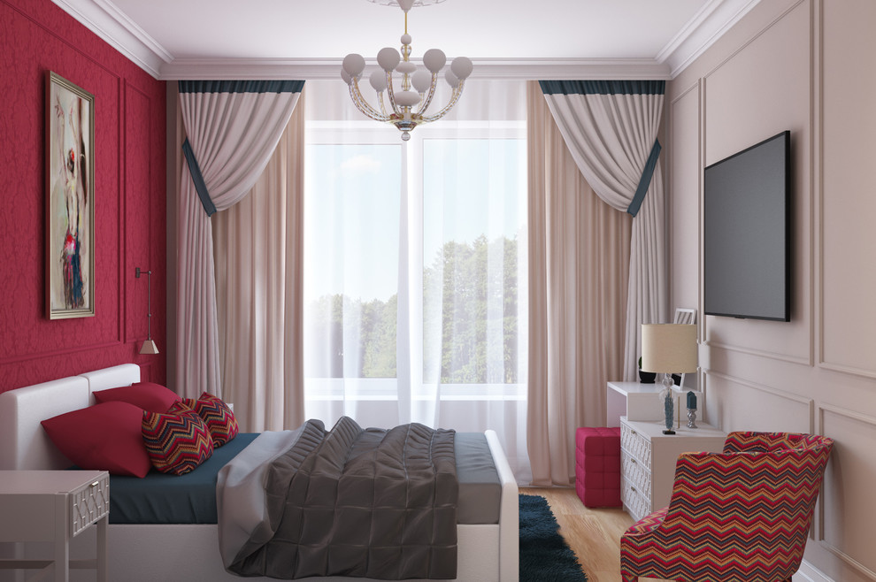 Спальня в красных тонах