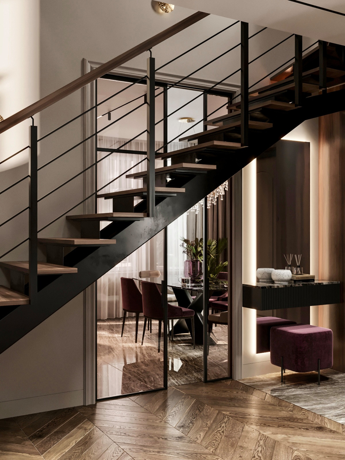 Потрясающий темный интерьер таунхауса