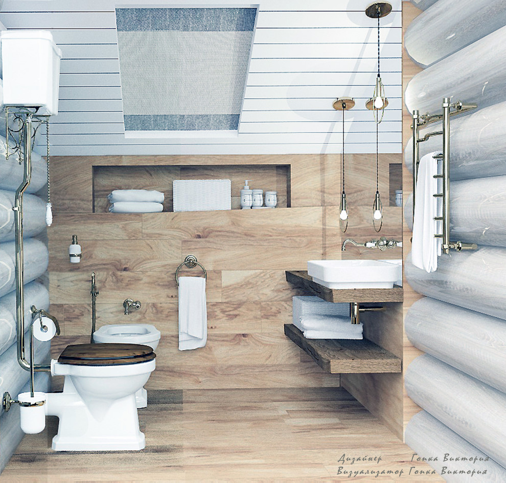 Ванная комната (круглый брус) с элементами лофта