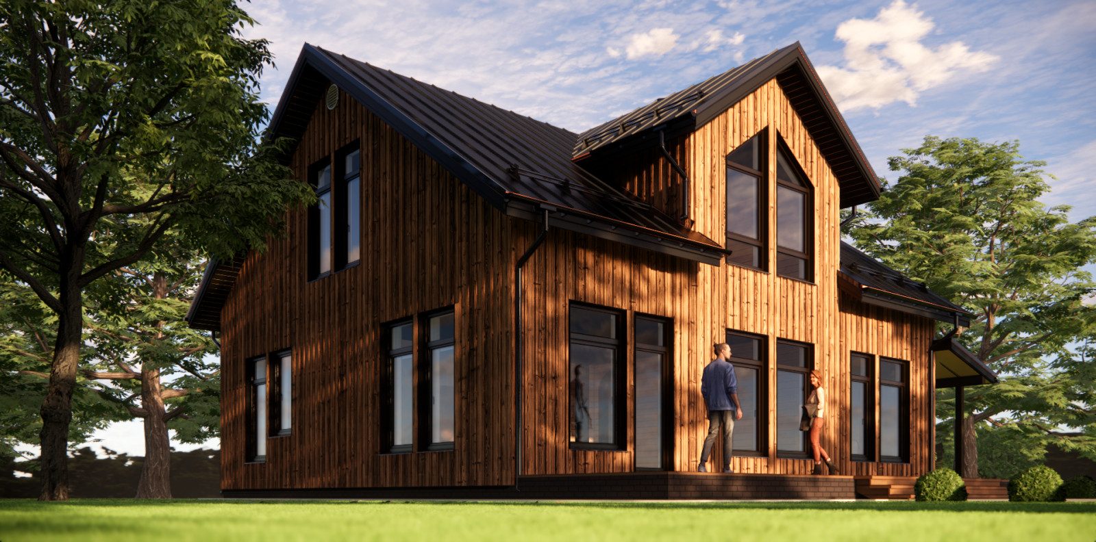 Деревянный фасад из вертикальной доски