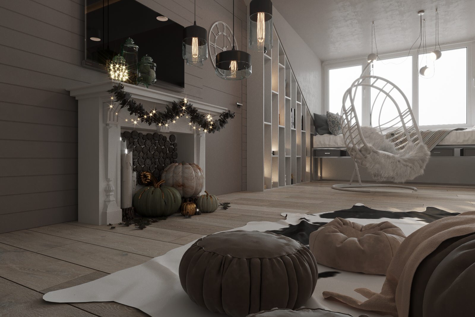 House_004_визуализация интерьера мансарды в частном доме