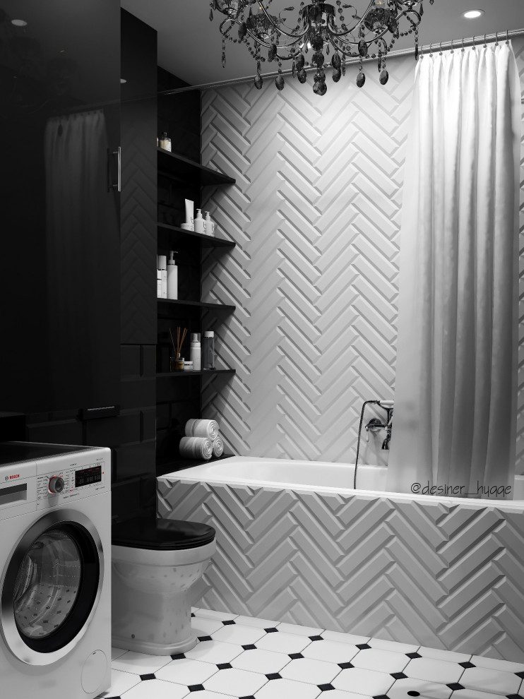 Черно-белая ванная