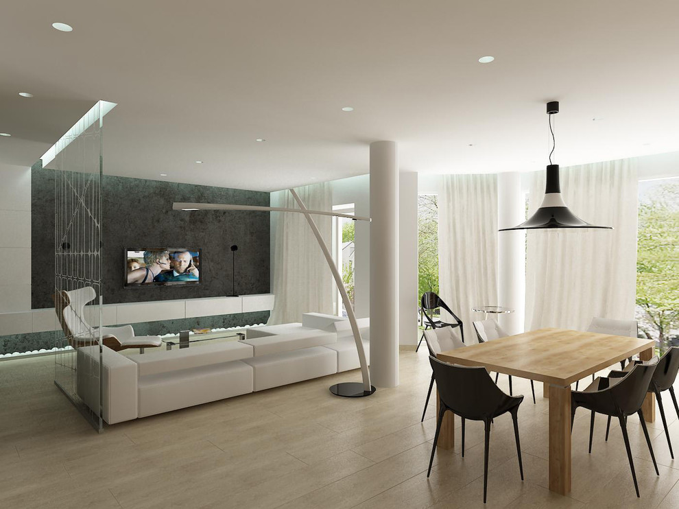 Обложка проекта: Гостиная-столовая в современном стиле