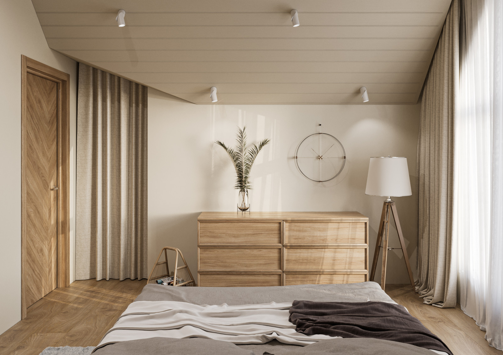 Спальня с ванной комнатой на мансарде