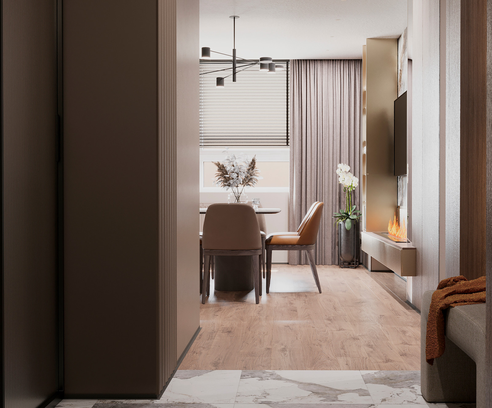 Гостиная-кухня в квартире в ЖК "Discovery Residence" Екатеринбург