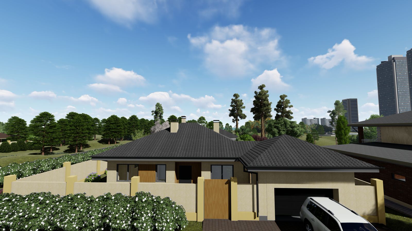 Обложка проекта: Одноэтажный дом с беседкой