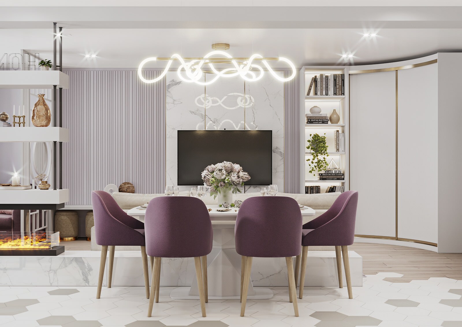 Interior design of an apartment with a beauty salon