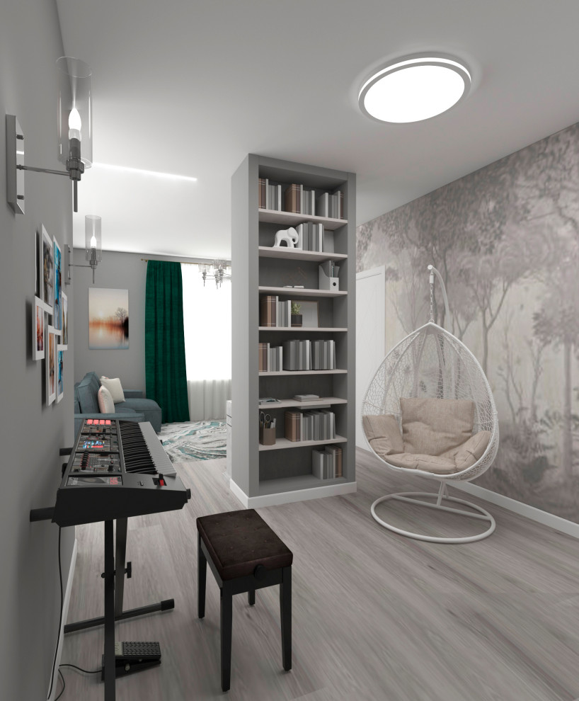 Трехкомнатная монохромная квартира для семьи с двумя дочками.