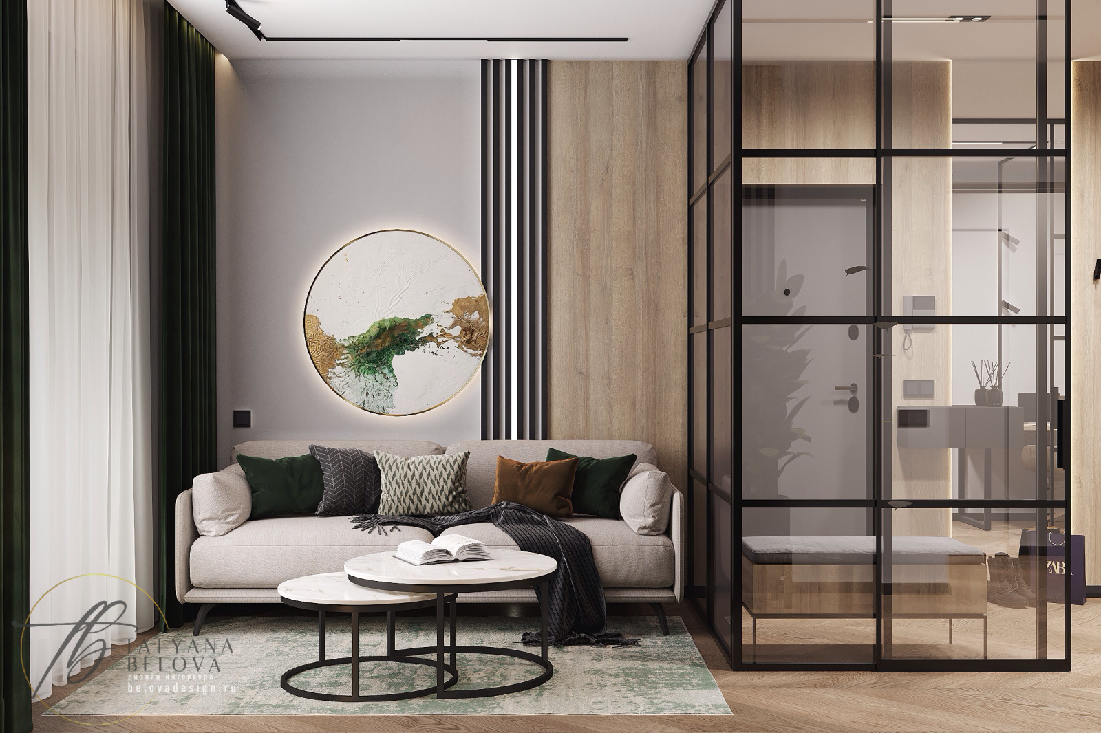 Современный стиль с элементами лофта, 80 м2