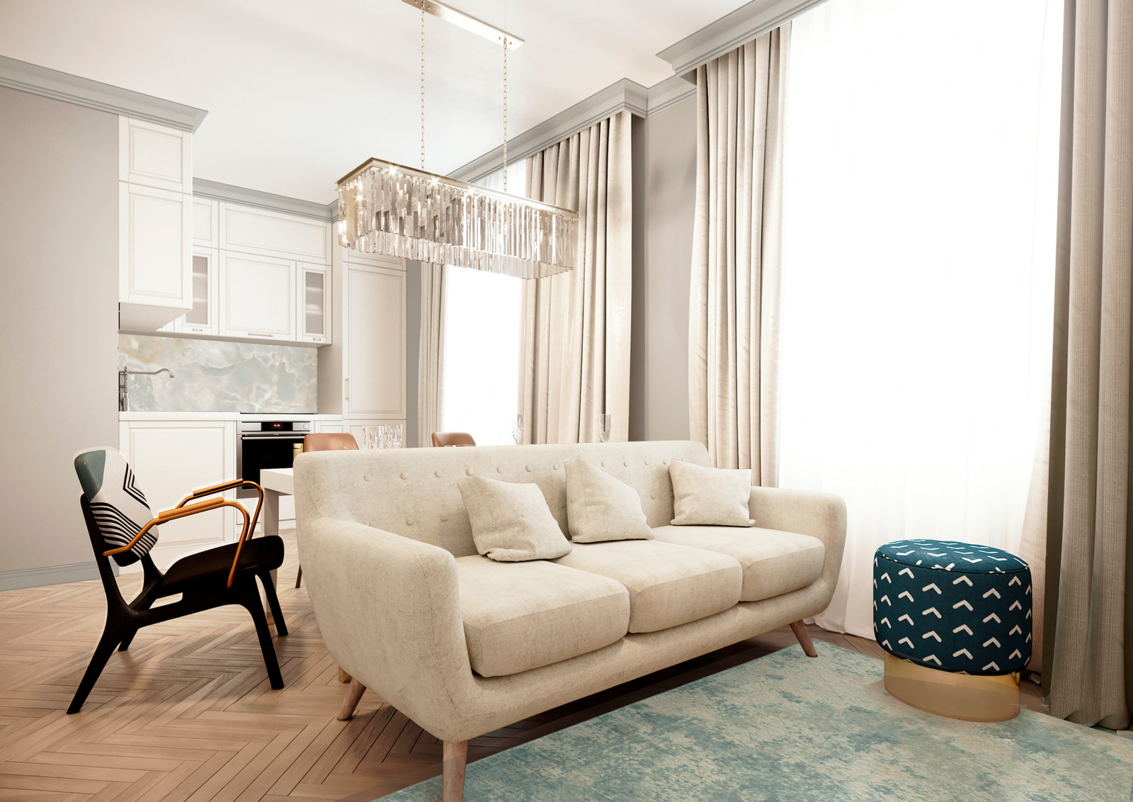 Дизайн проект в Бутово однокомнатной квартиры