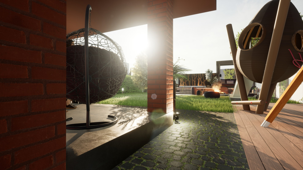 Коттедж ЖСК Горелый Хутор, Ландшафтный дизайн участка 6 соток