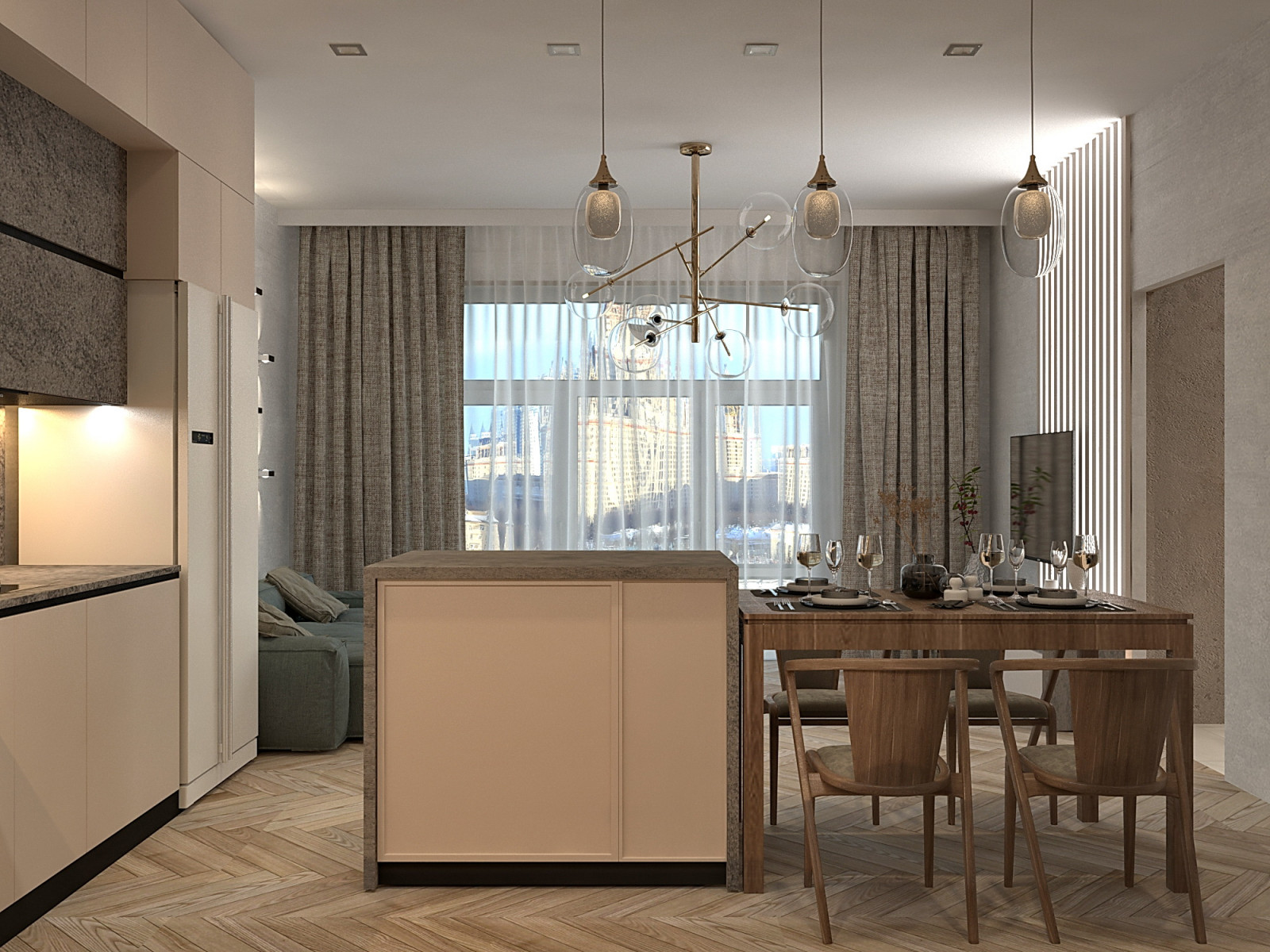 кухня-гостиная для молодой семьи