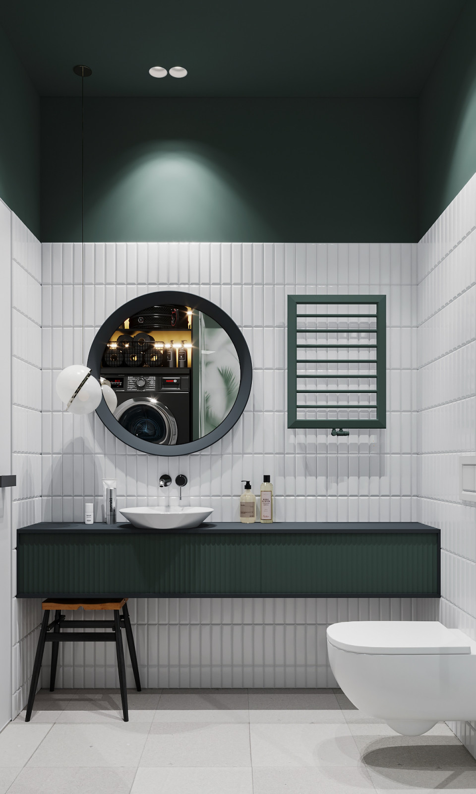 Современный санузел с тропическими мотивами