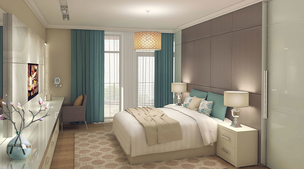 Обложка проекта: Спальня в мятных тонах с гардеробной