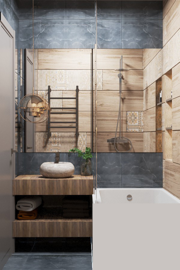 современные ванные душевые