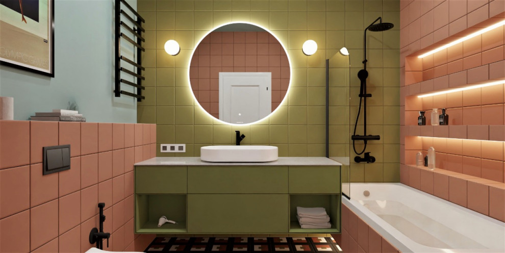 Ванная комната в стилистике школы Баухаус.