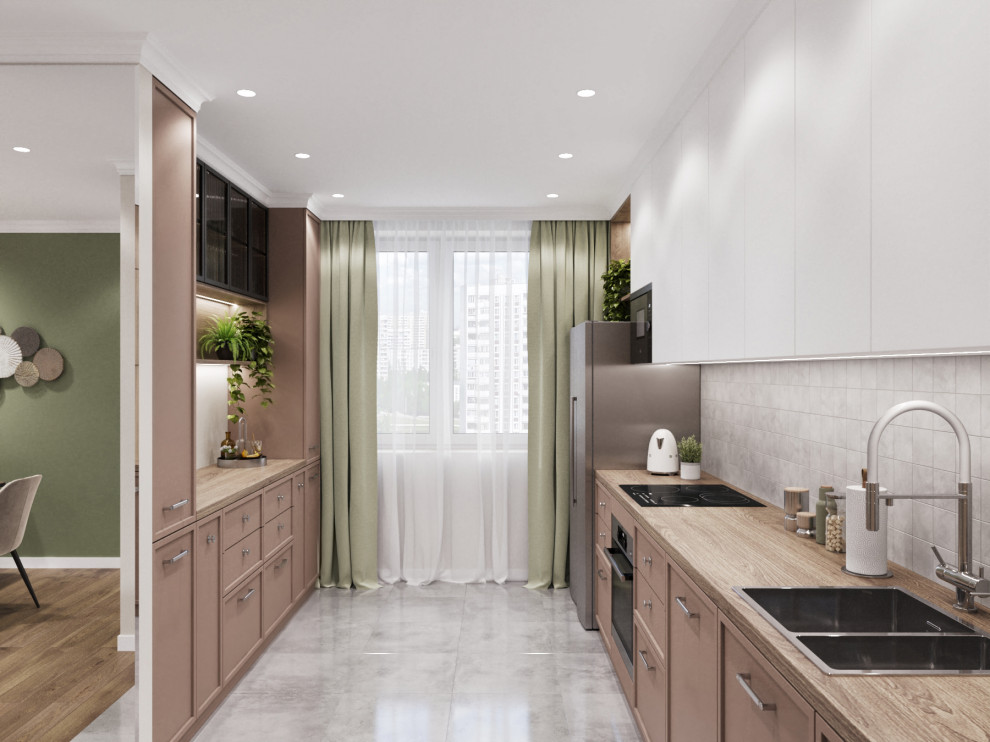 Гостиная с зеленым диваном