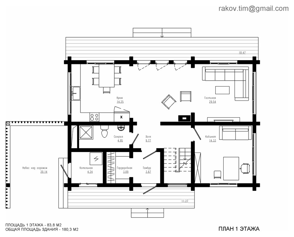 Дом из клееного бруса – 180 м2, г. Новосибирск