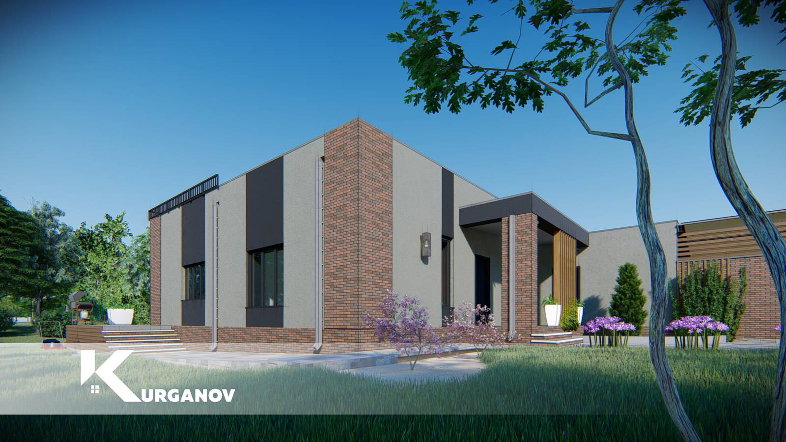 Обложка проекта: Проект жилого одноэтажного дома c плоской эксплуатируемой кровлей  гаражом и тер