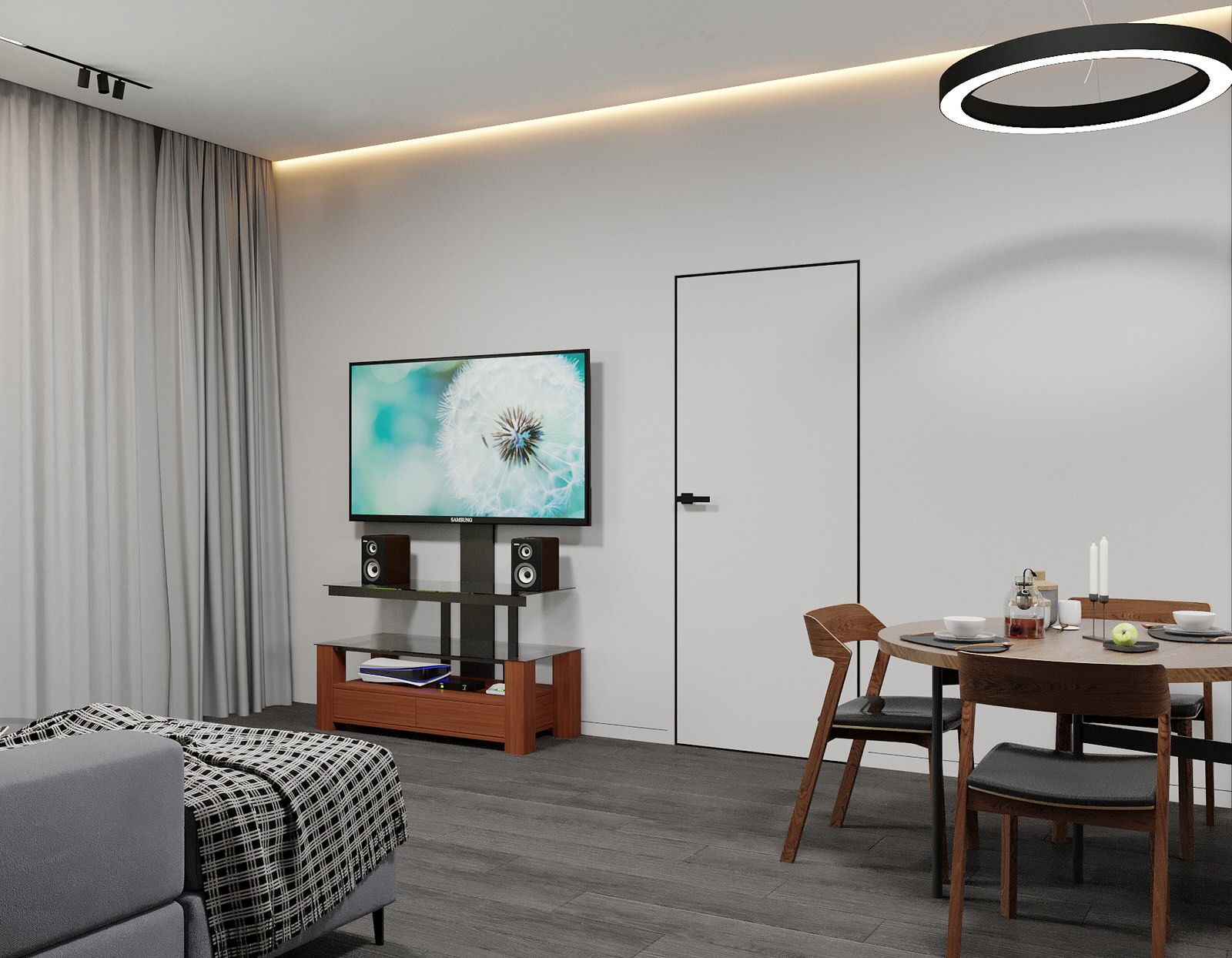 Гостиная-кухня в частном доме