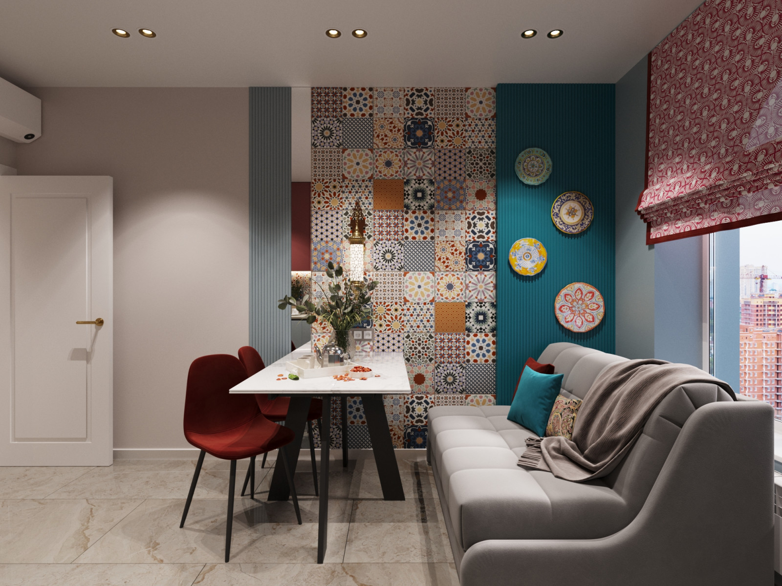 Дизайн проект - яркая двухкомнатная квартира 56 м2