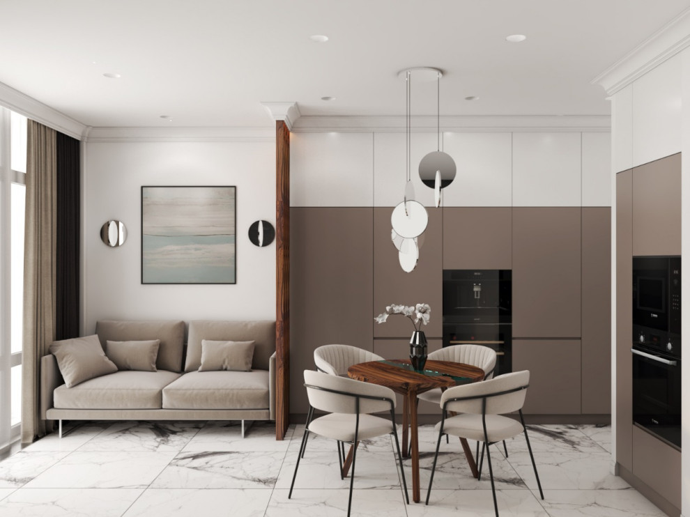 Вариант исполнения кухни и гостиной в одном пространстве