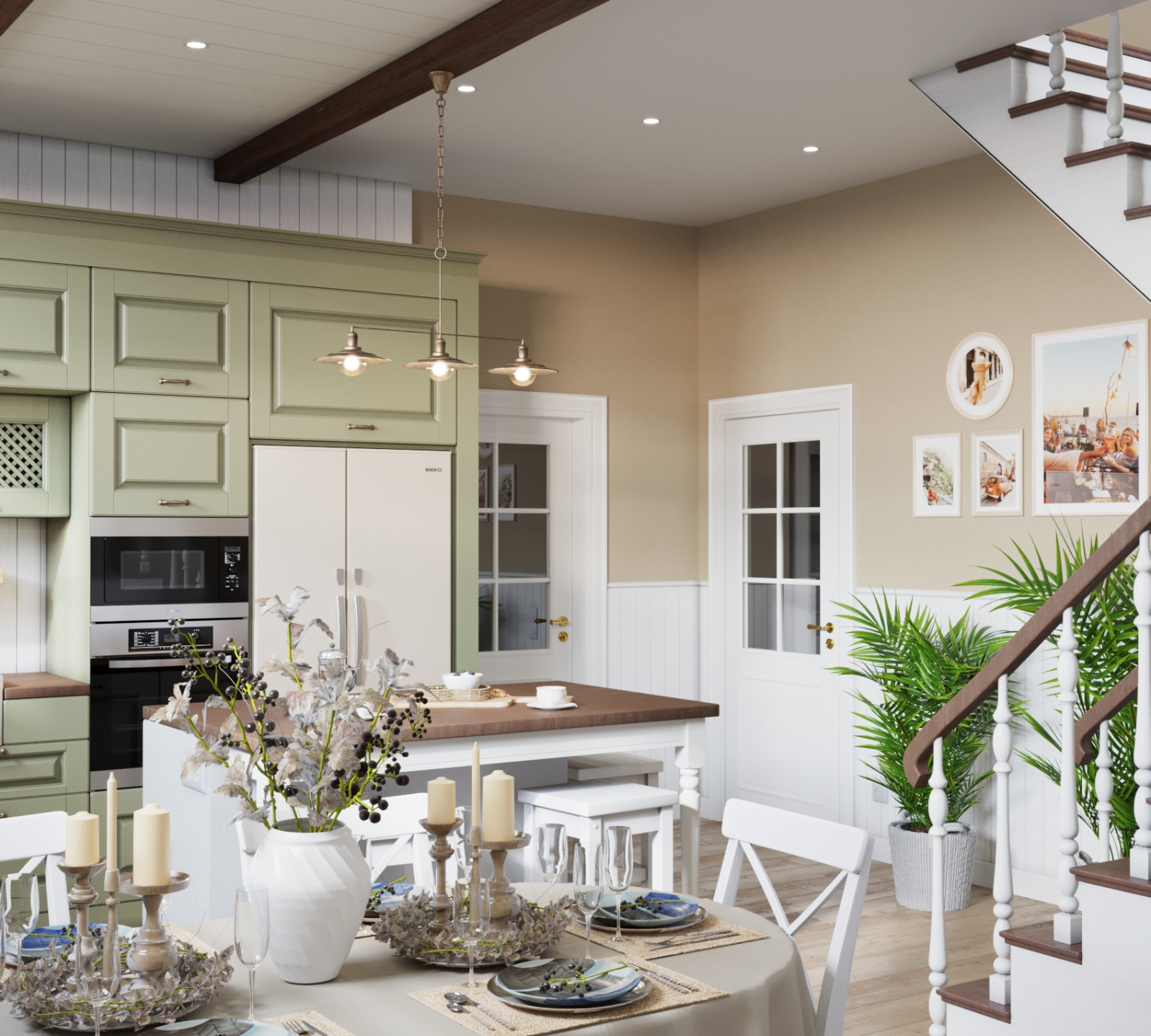 Дизайн-проект загородного дома 77,25 кв.м. в г. Симферополь в стиле кантри