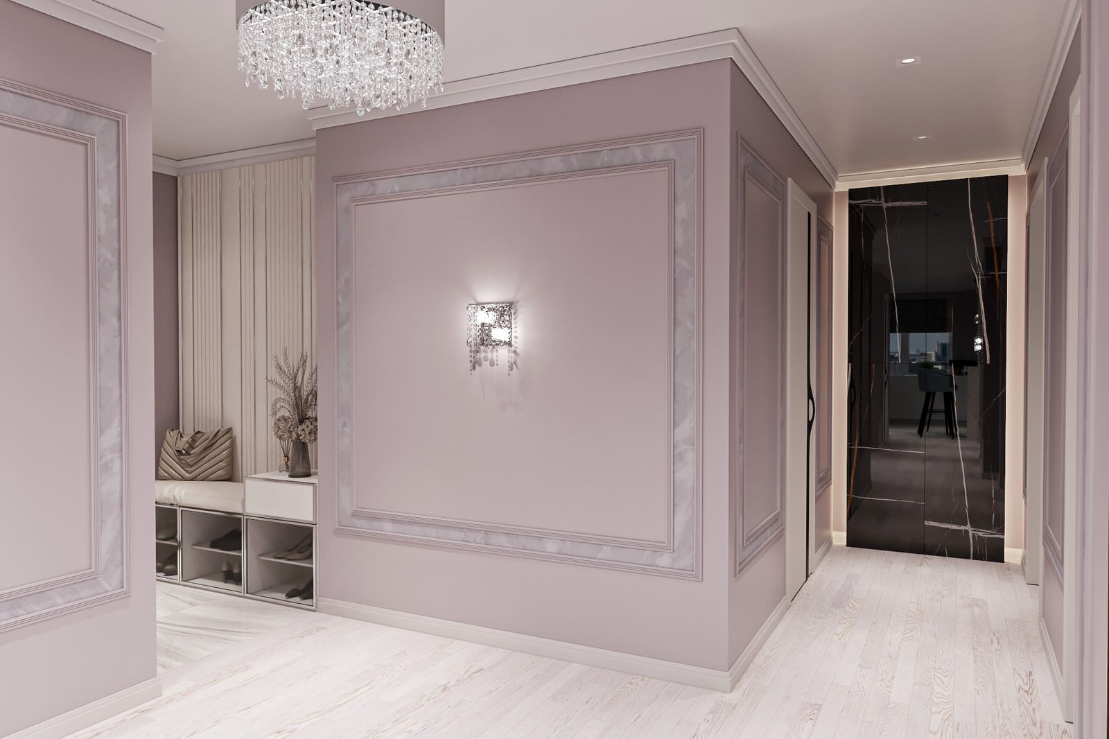 Дизайн гостиной и коридора