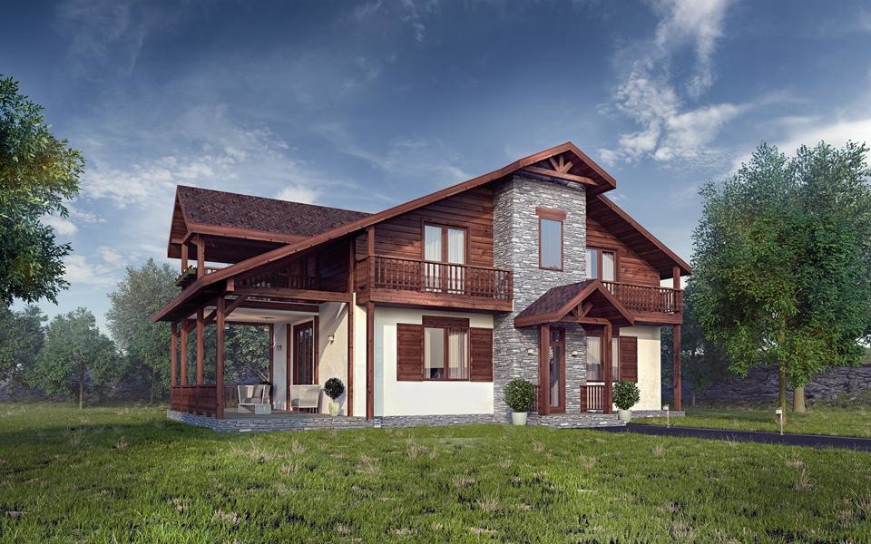 Обложка проекта: Загородный дом типа «шале»