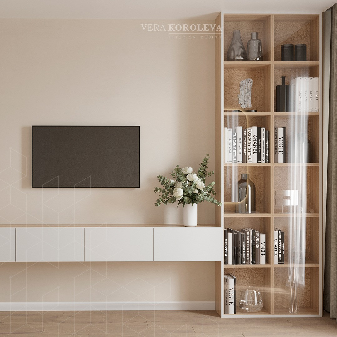 Шкаф-витрина для хранения библиотеки в спальне