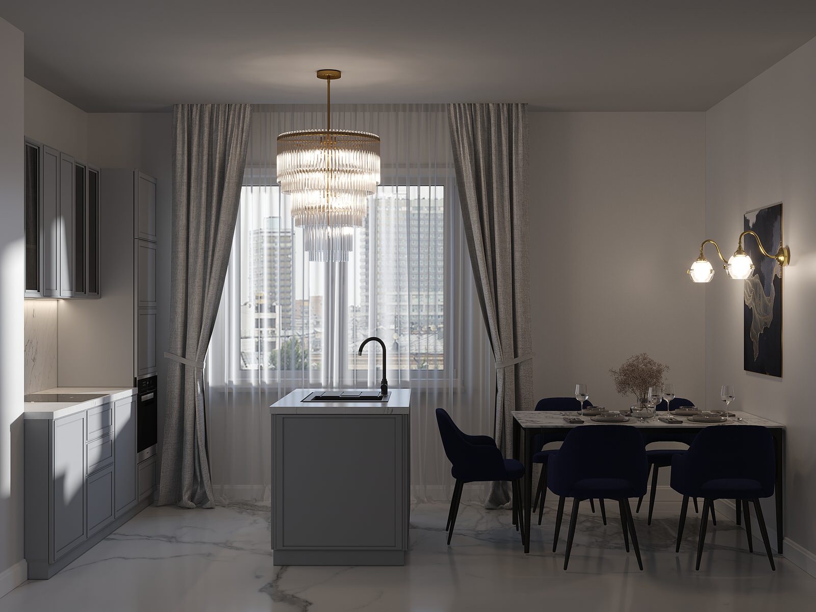 Обложка проекта: Кухня и гостиная в трешке