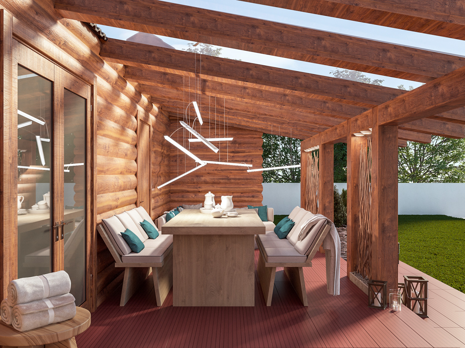 Терраса для барбекю при бане