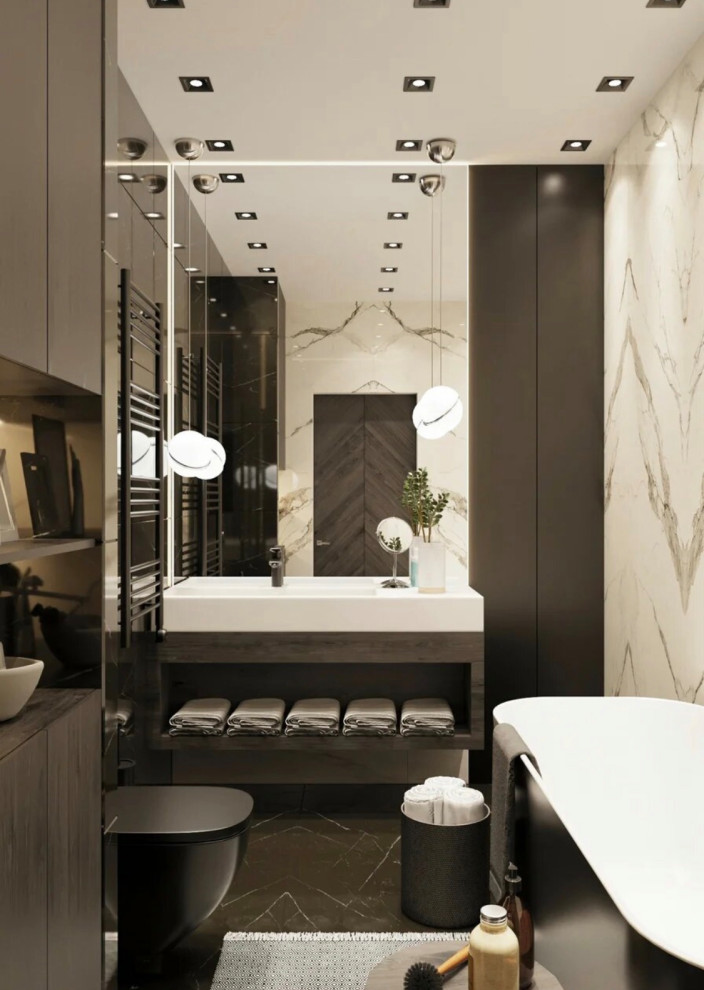 Обложка проекта: Санузел в чёрном из ЖК «Савеловский сити»