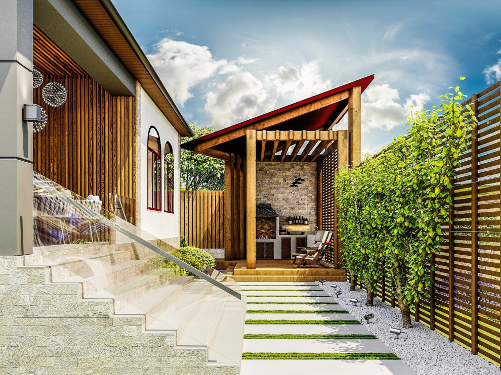 Благоустройство двора частного дома 250кв м