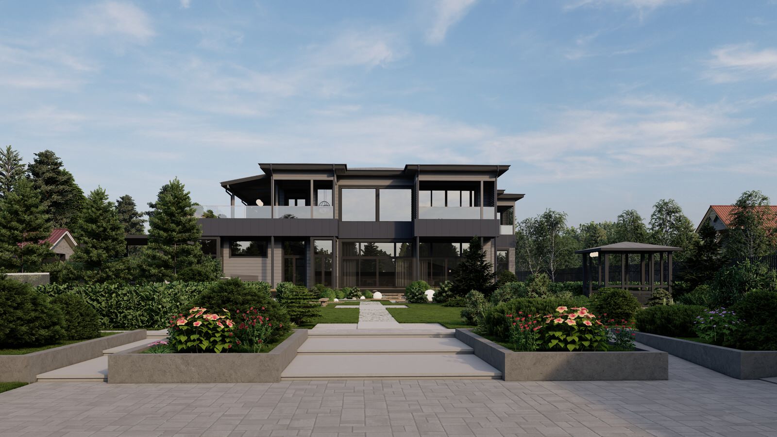 Обложка проекта: Концепция экстерьера и ландшафта загородного дома