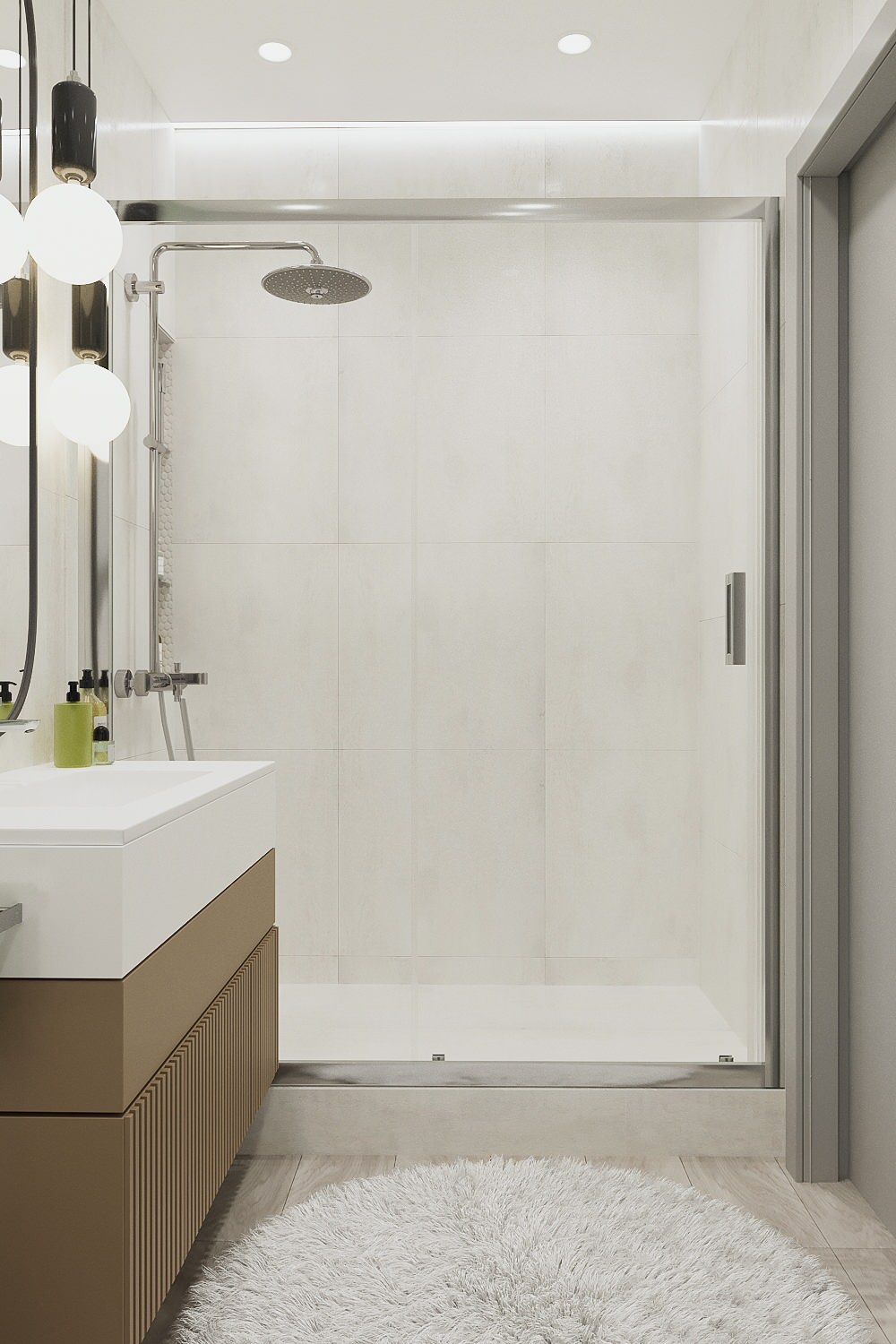 Душевая в светлых тонах