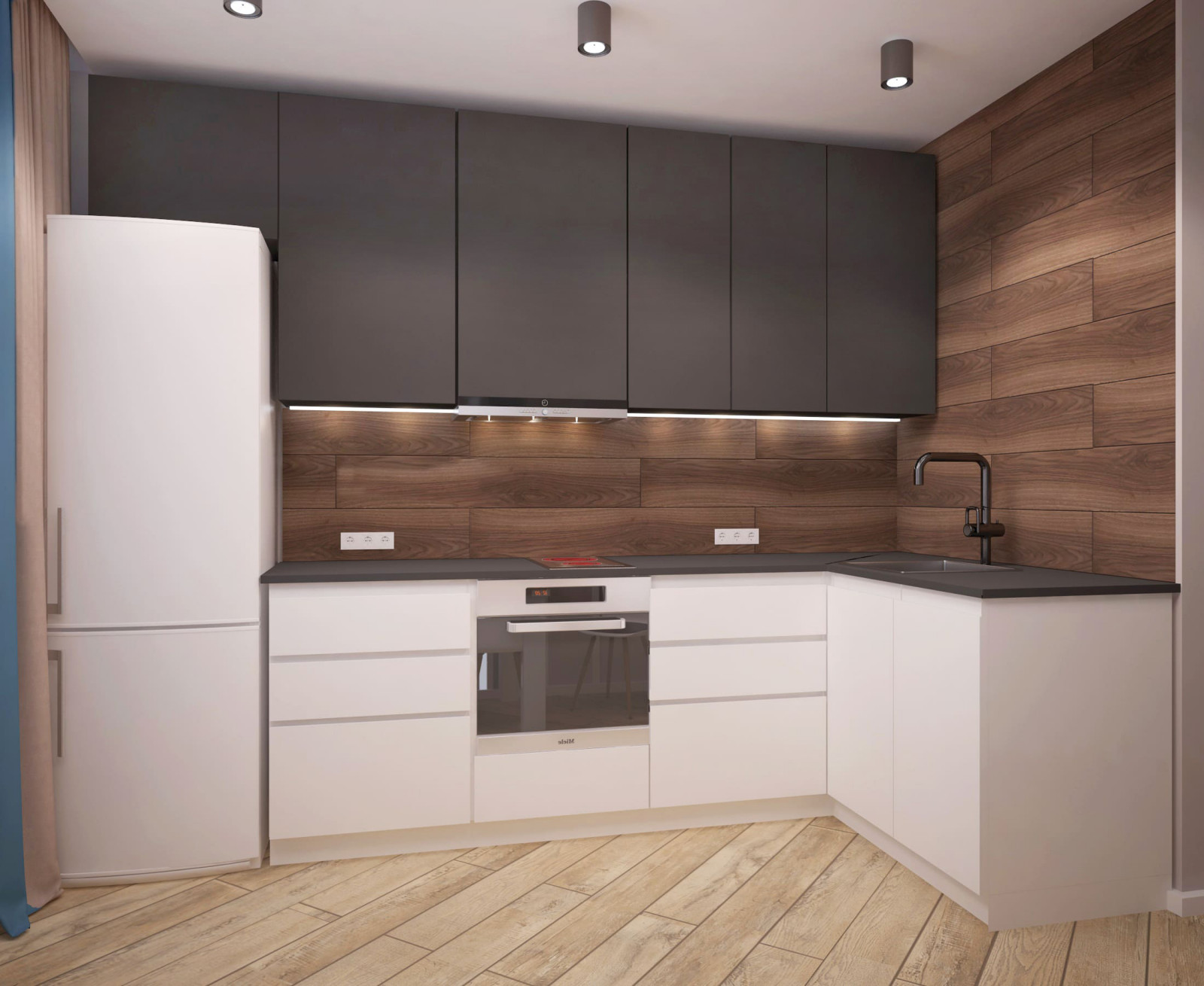 Стильная гостиная и кухня