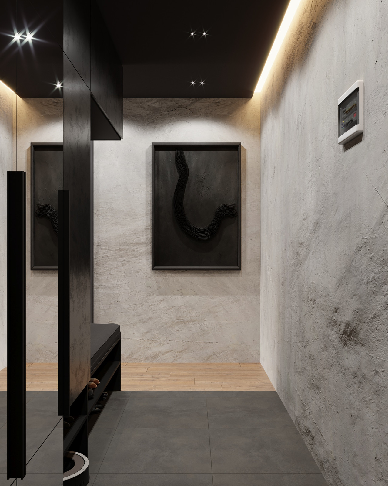 Брутальная квартира с элементами минимализма 65